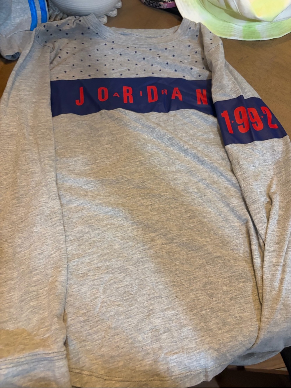 Jordan Kids' Gray Long-SleeveTop with Navy & Red Accents